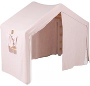 Duży Domek Z Drabinką Dla Dzieci 112x61x94 Cm Składaną Do Pokoju. Drewno, Len, Wiskoza, Różowy Domek, Biała Drabinka. - Meowbaby®