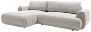 Kanapa narożna lewostronna rozkładana z szarą melanżową tapicerką - MONELIA