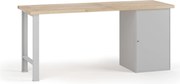 Stół warsztatowy G7, blat bukowy, 2000 x 800 x 840 mm, 1x szafka, szary