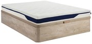 Zestaw 140 x 190 cm skrzynia z jasnego naturalnego drewna + materac z pianki HD 7 stref i zdejmowana warstwa żelowa z pamięcią kształtu gr. 22 cm- FAGANI marki YSMÉE