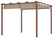 Outsunny Garten-Pergola 3 x 3 m, Regulowane Zadaszenie Tarasu, Rama z Aluminium, Ochrona przed Słońcem UPF30+, Drewno Naturalne