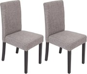 Krzesło do jadalni Littau (zestaw 2 sztuk),  tekstylny, szary, ciemne nogi