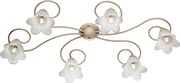 Alice lampa sufitowa 6 świateł, kość słoniowa lakierowane żelazo, stare złoto, klosze alabastrowe Ø14 cm, klasyczny styl