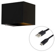 Lampa ścienna czarna z wbudowanym LED i dotykowym ściemniaczem, ładowana - Joris Nowoczesny Oswietlenie wewnetrzne