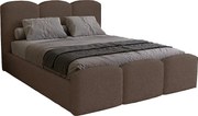 Łóżko tapicerowane 180x200 cm Capri - pojemnik, stelaż metalowy - tkanina boucle, brązowy (Lambi 4)