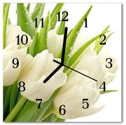 Zegar szklany kwadratowy Tulipany