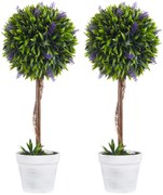 HOMCOM Zestaw 2 Sztucznych Roślin Lawenda 60cm Dekoracyjne Rośliny do Pokoju Zielony | Aosom PL