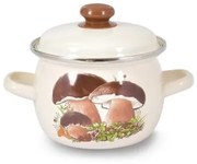 Toro Garnek emaliowany z pokrywką Grzyby 2,5 l, pękaty
