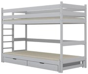 Białe drewniane piętrowe łóżko z szufladami - 5 rozmiarów F0-L47