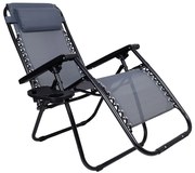 Szary Składany Leżak Plażowy Z Podłokietnikami Dąb K7-T31