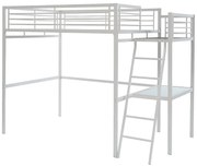 Łóżko z antresolą CASUAL II – 140 × 190 cm – blat biurka – kolor biały