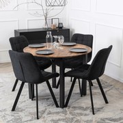 Stół Okrągły TEO 100 cm Dąb Rustykalny/Czarny do Jadalni Salonu Nowoczesny Loft