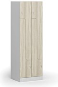 Metalowa szafka ubraniowa S1 Z, 4-drzwiowa, 1850 x 600 x 500 mm, demontaż, zamek cylindryczny, drzwi laminowane, dąb naturalny