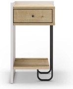 Biała szafka nocna w dekorze dębu z półką Mercure – Marckeric