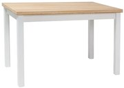 Biały stół do jadalni z blatem w dekorze dębu ADAM 100x60