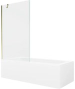 Mexen Vega wanna prostokątna 170 x 70 cm z obudową i parawanem 1-skrzydłowym 100 cm, transparent, złoty - 550117070X9510000050