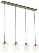 Skandynawska lampa wisząca brązowa ze szkłem 4-światłowa - Dome Nowoczesny Oswietlenie wewnetrzne