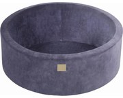 Okrągły Suchy Basen Dla Dziecka, 90x30cm, Welurowy, Szaroniebieski, Bez Piłek - Meowbaby®