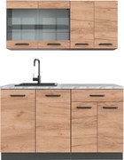 Pojedyncza kuchnia złoty dąb power/antracyt 140x60x81.6 r-line