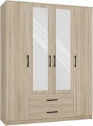 Szafa Romana 160 | Dąb Sonoma  | 160x54x205 cm | Nowoczesna Szafa z Lustrem