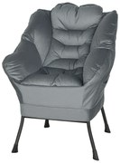 HOMCOM Nowoczesny Fotel Akcentowy, Pufa z Stalowymi Nogami i Bocznymi Kieszonkami, do Salonu, Sypialni, Szary