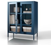 Witryna przeszklona niska granatowa: Modern GINA, 800 x 1015 x 400 mm