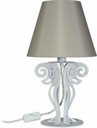 Lampa stołowa Circeo Ø24x40 cm, podstawa z żelaza w kolorze białego marmuru, abażur z tkaniny w kolorze piaskowym, E27, made in Italy