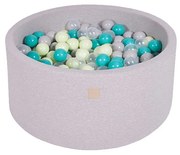 Okrągły Suchy Basen Z Piłeczkami 7cm Dla Dziecka, 90x40cm/250 Piłek, Bawełniany, Jasnoszary, Model Jungle - Meowbaby®