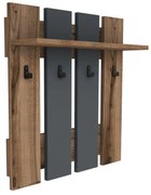 Antracytowo-naturalny wieszak ścienny w dekorze orzecha z półką Mita – Puqa Design