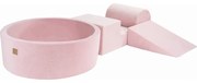 Piankowy Zestaw Do Zabawy Z Suchym Basenem 90x30cm, Plac Zabaw Dla Dziecka, 4 Elementy, Welurowy, Jasnoróżowy, Piłki: Piłki Do Wyboru - Meowbaby®