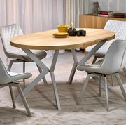 Okrągły rozkładany do 250 cm stół do jadalni Peroni dąb hikora / kaszmir Halmar