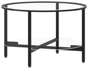 Okrągły szklany stolik z półką przezroczyste szkło E6-N67