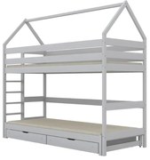 Łóżko piętrowe domek TOBI 1 160x80 białe drewniane z szufladami KOCOT KIDS