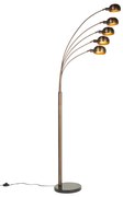 Designerska lampa podłogowa ciemny brąz ze złotem 5-świateł - Sixties Marmo