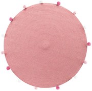 Różowy okrągły dywan ø 90 cm Pompomparty – douceur d'intérieur