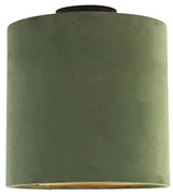 Lampa sufitowa z abażurem z aksamitu w kolorze zielonym ze złotem 25 cm - Combi Black
