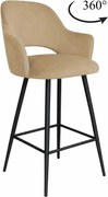 Hoker Milano krzesło barowe tkanina Welur podstawa metalowa elegancki klimat wnętrza : Kolor nogi - Czarna stożek, Kolor tkaniny - VELVET - MG06, Typ siedziska - Siedzisko obrotowe 360°