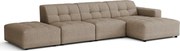 Narożnik z pufą prawostronny Bergamo B  – tkanina Raven 30 beżowa, 341×166×70 cm