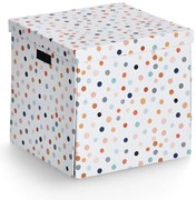 Kartonowe pudełko z pokrywą DOTS, 33,5 x 33 x 32 cm