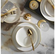 Zestaw obiadowy 16 części, biały/złoty/porcelana