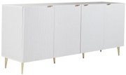 Komoda 4-drzwiowa z MDF i stali –Biała i złota –YESINIA