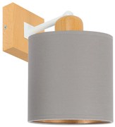 Szary kinkiet LED CL-WD-WE10x10BU-GR jednopunktowy z litego drewna