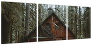 Obraz - Chata górska (z zegarem) (90x30 cm)