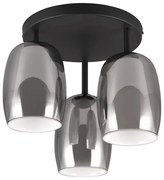 Lampa sufitowa w czarno-srebrnym kolorze ze szklanym kloszem ø 14 cm Barret – Trio Select