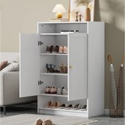 Szafka na buty 73x34x109 cm - z 2 drzwiami - z 2 otwartymi półkami - biała