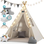 Namiot tipi JULIUS, 120x120x160cm, biała/szara Spielwerk