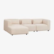 Sofa Modułowa Fogler 3-częściowa, Lewa, Z Leżanką Chenille Kremowy Beż - Sklum