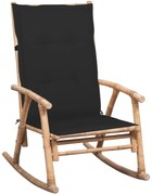 Bujany bambusowy fotel ogrodowy z czarną poduszką P8-C54