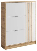 Szafka na buty jednodrzwiowa z 3 odchylanymi przegrodami - Naturalny i Biały - JANAKIA