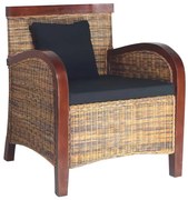 Rattanowy fotel z drewnianymi podłokietnikami R0-N74